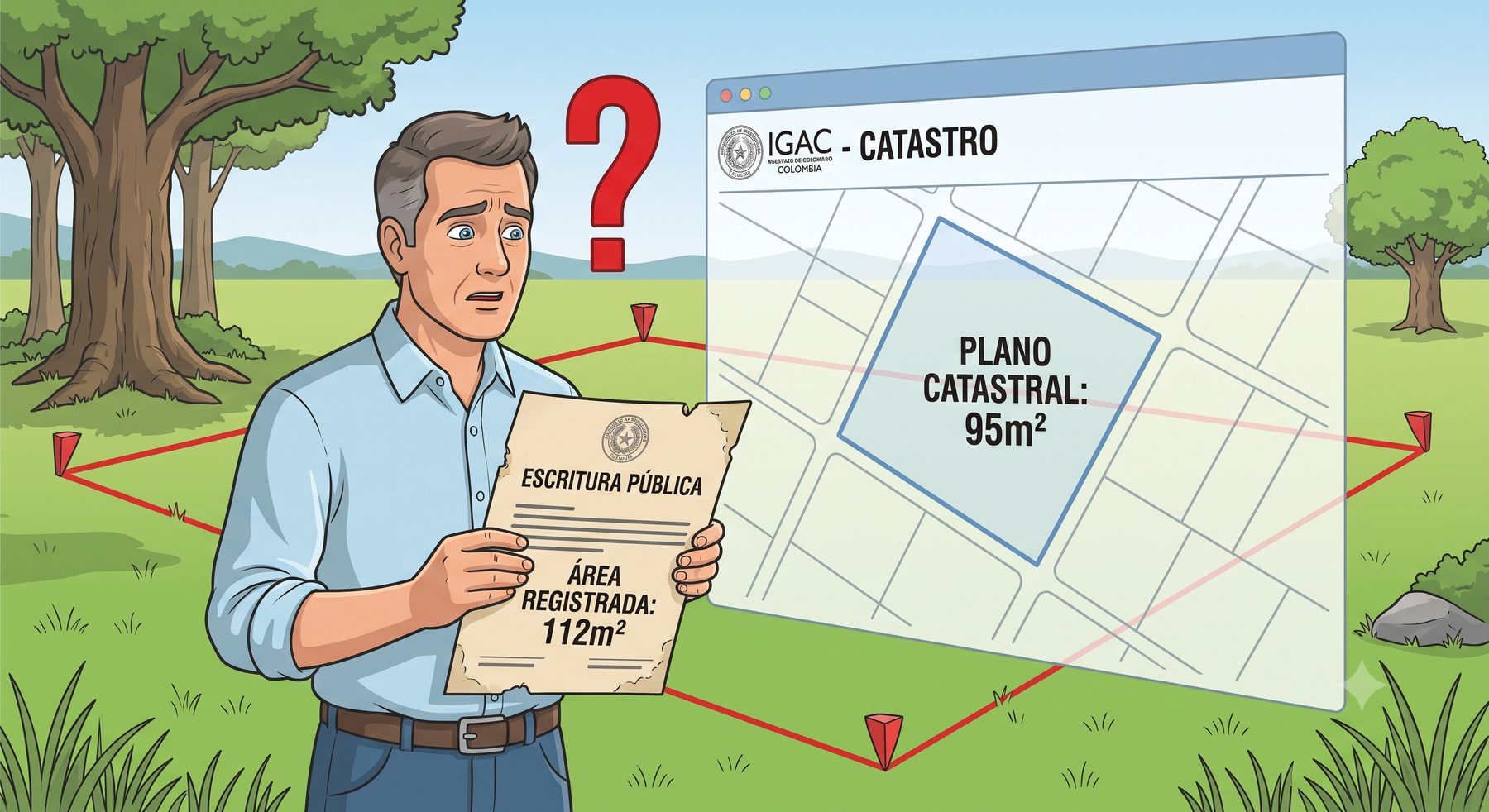 Discrepancia entre el área registrada en catastro y el área real del terreno